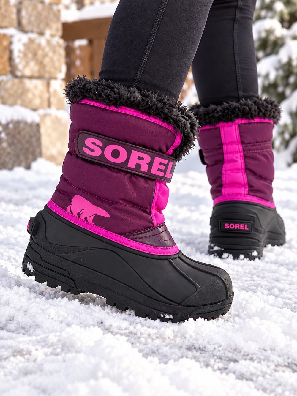 Sorel Kids Snow Boots Size 11 Purple Pink Faux Fur Winter Waterproof